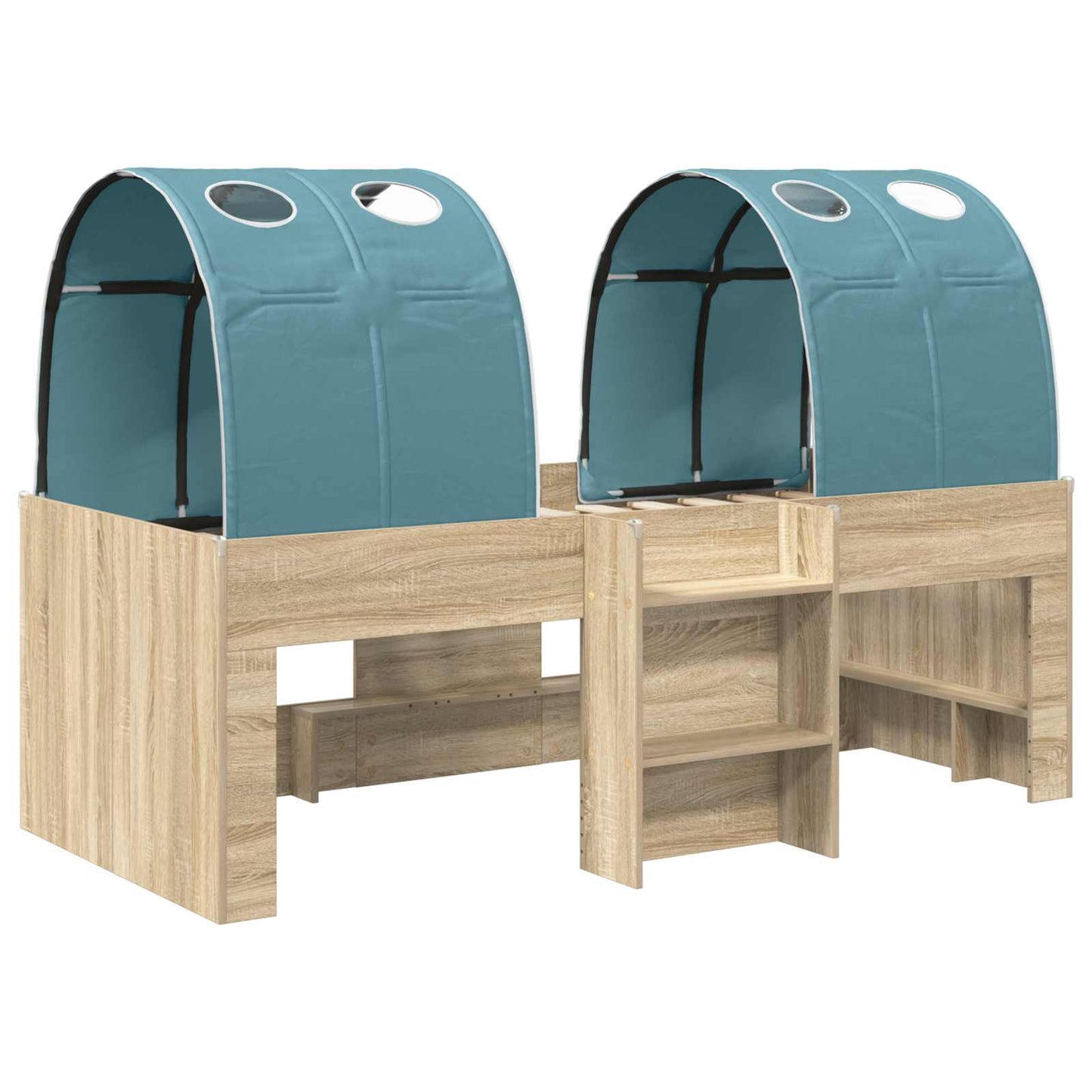 Bed with Tunnel 3 pcs Sonoma and Light Blue Engineered Wood