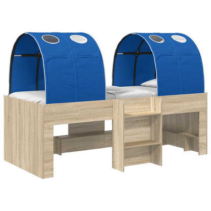 Bed with Tunnel 3 pcs Sonoma and Blue Engineered Wood