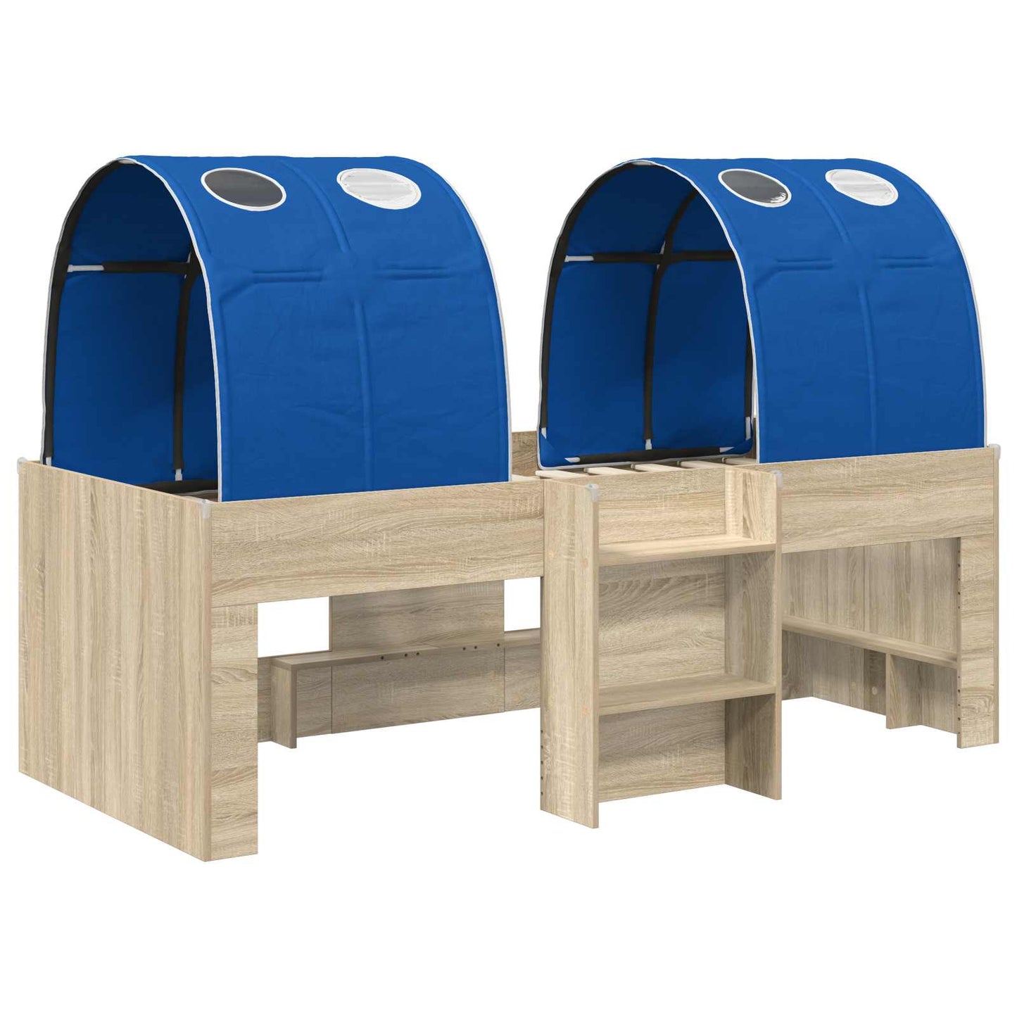 Bed with Tunnel 3 pcs Sonoma and Blue Engineered Wood