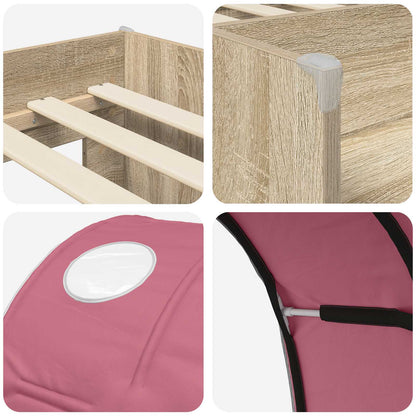 Bed with Tunnel 4 pcs Sonoma and Pink Engineered Wood