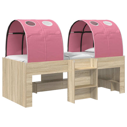 Bed with Tunnel 4 pcs Sonoma and Pink Engineered Wood