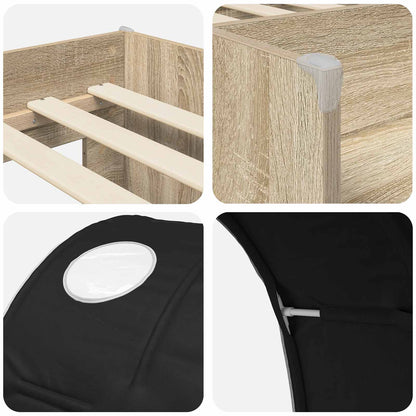 Bed with Tunnel 3 pcs Sonoma and Black Engineered Wood