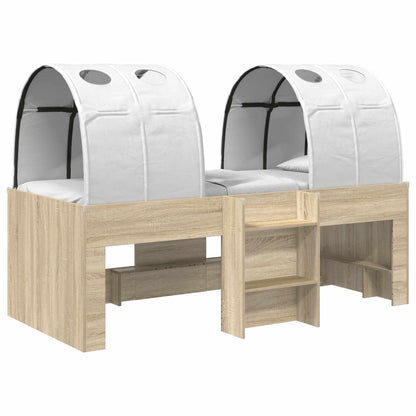 Bed with Tunnel 3 pcs Sonoma and White Engineered Wood
