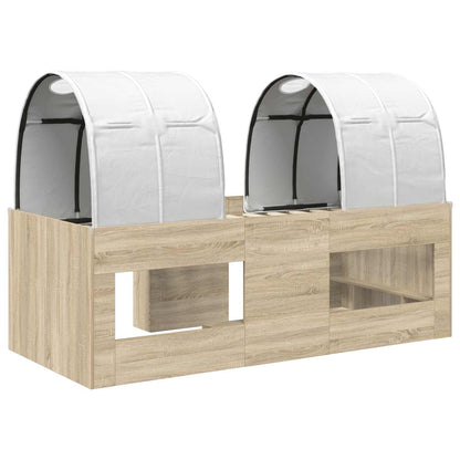 Bed with Tunnel 3 pcs Sonoma and White Engineered Wood