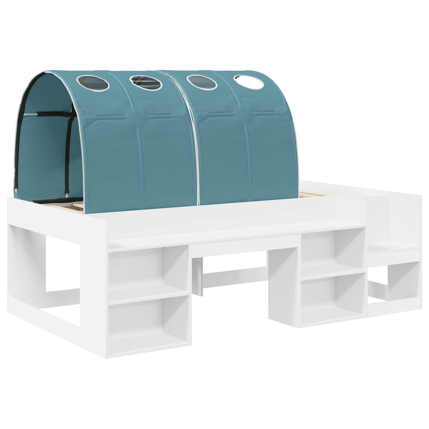 Bed with Tunnel 4 pcs White and Light Blue Engineered Wood