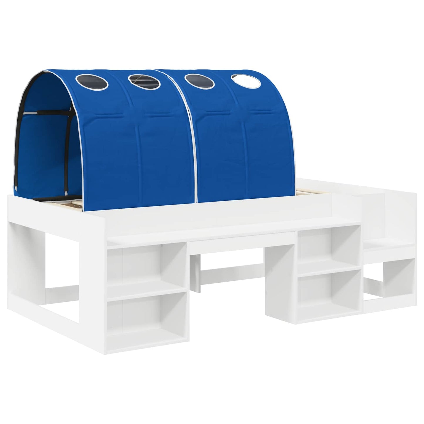 Bed with Tunnel 4 pcs White and Blue Engineered Wood