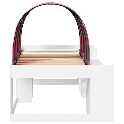 Bed with Tunnel 4 pcs White and Pink Engineered Wood