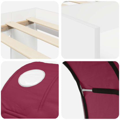 Bed with Tunnel 4 pcs White and Red Engineered Wood
