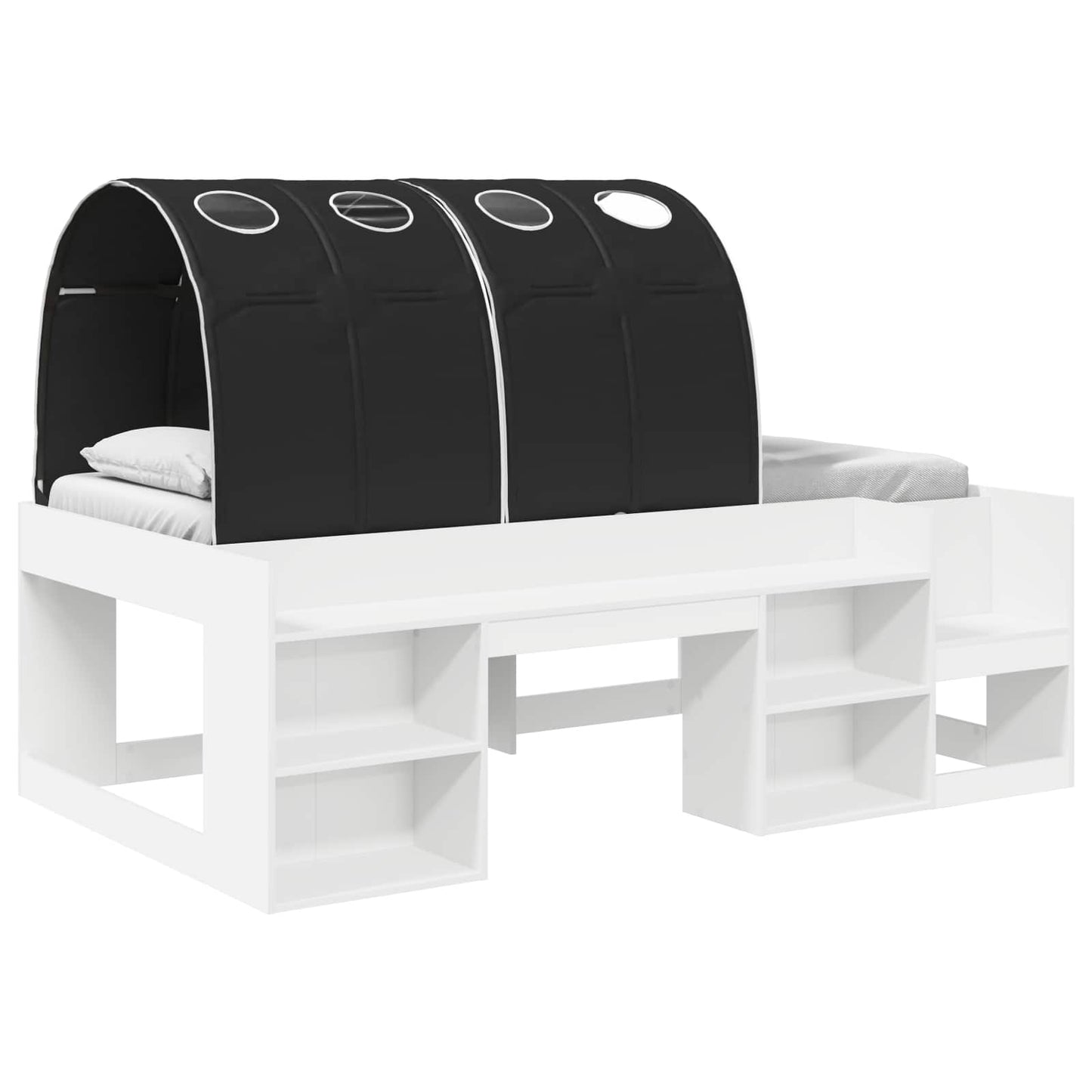 Bed with Tunnel 4 pcs White and Black Engineered Wood