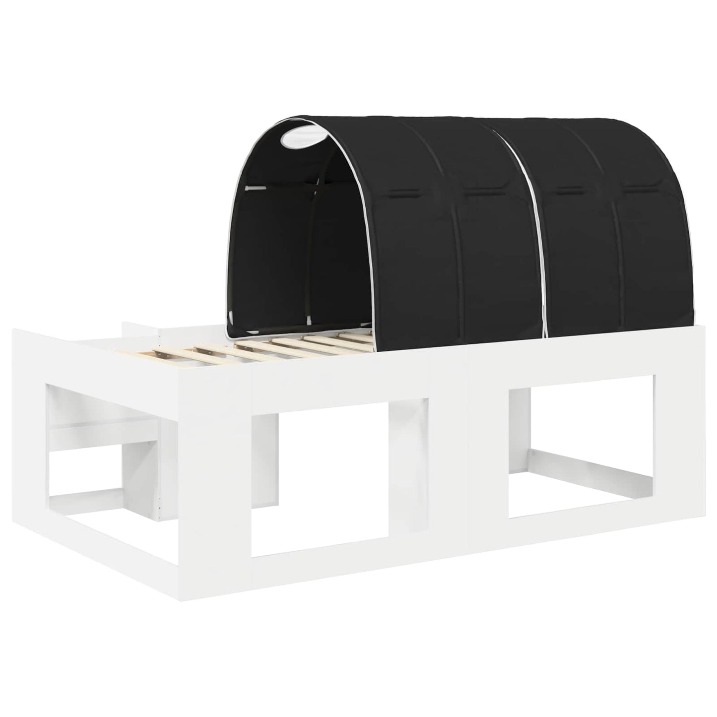 Bed with Tunnel 4 pcs White and Black Engineered Wood
