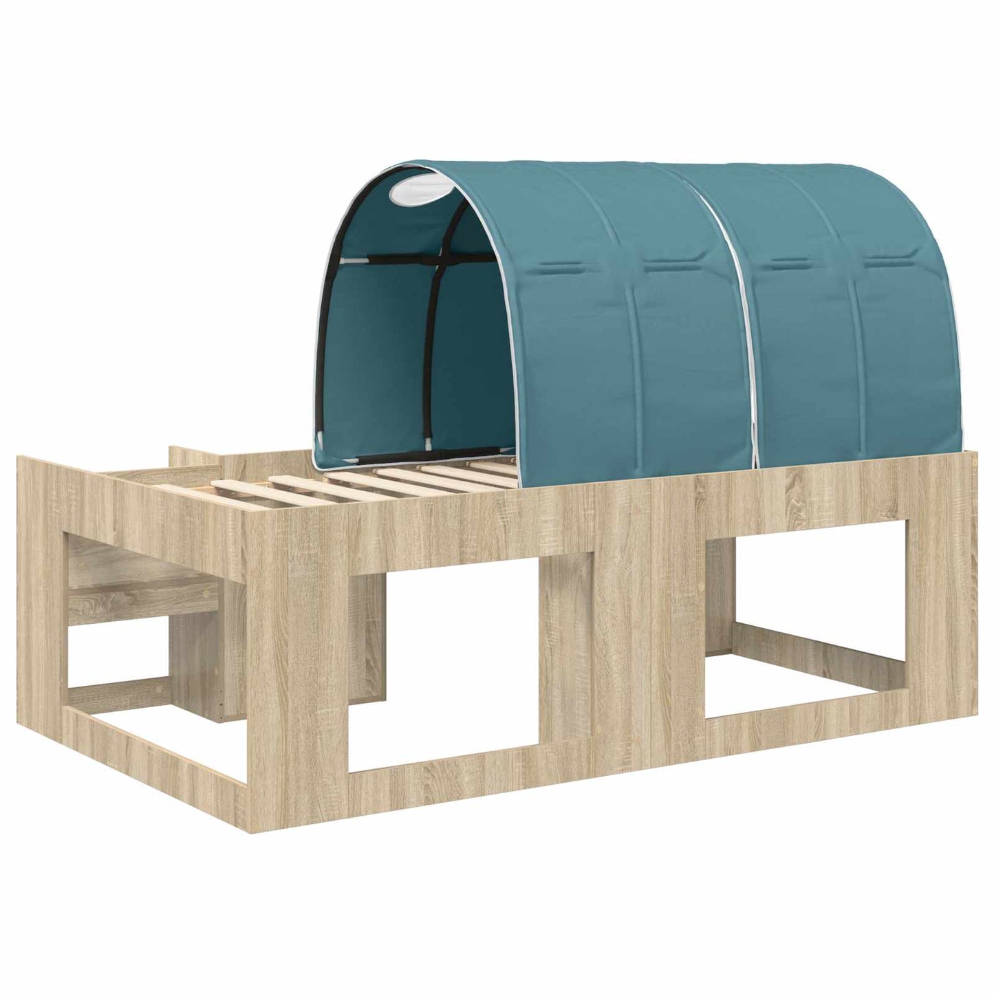 Bed with Tunnel 3 pcs Sonoma and Light Blue Engineered Wood