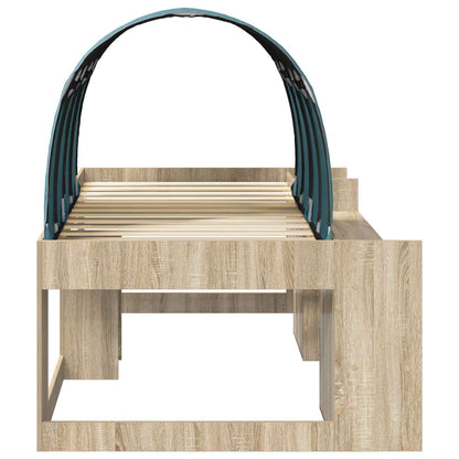 Bed with Tunnel 3 pcs Sonoma and Light Blue Engineered Wood