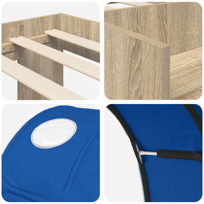 Bed with Tunnel 3 pcs Sonoma and Blue Engineered Wood