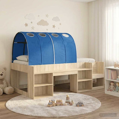 Bed with Tunnel 3 pcs Sonoma and Blue Engineered Wood