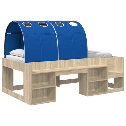 Bed with Tunnel 3 pcs Sonoma and Blue Engineered Wood