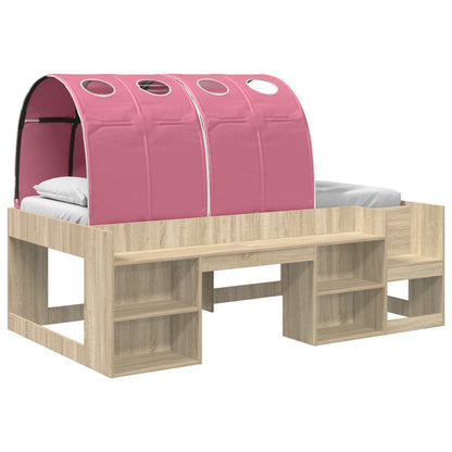 Bed with Tunnel 3 pcs Sonoma and Pink Engineered Wood