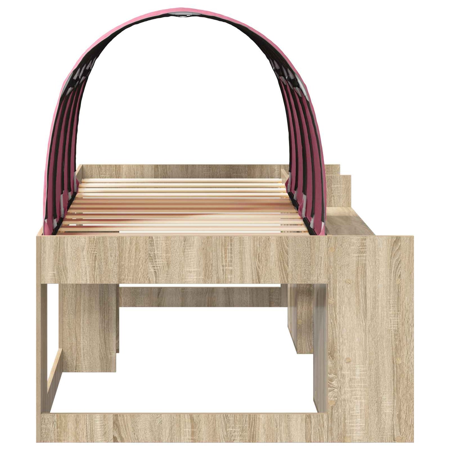 Bed with Tunnel 3 pcs Sonoma and Pink Engineered Wood