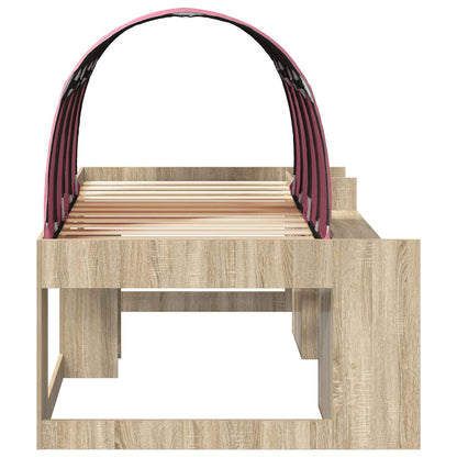Bed with Tunnel 3 pcs Sonoma and Pink Engineered Wood