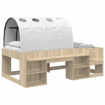 Bed with Tunnel 3 pcs Sonoma and White Engineered Wood