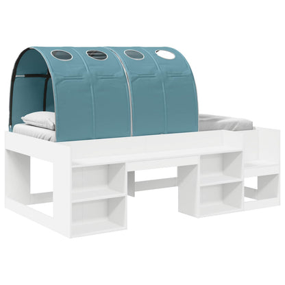 Kids'High Bed Frame with Storage White and Light Blue