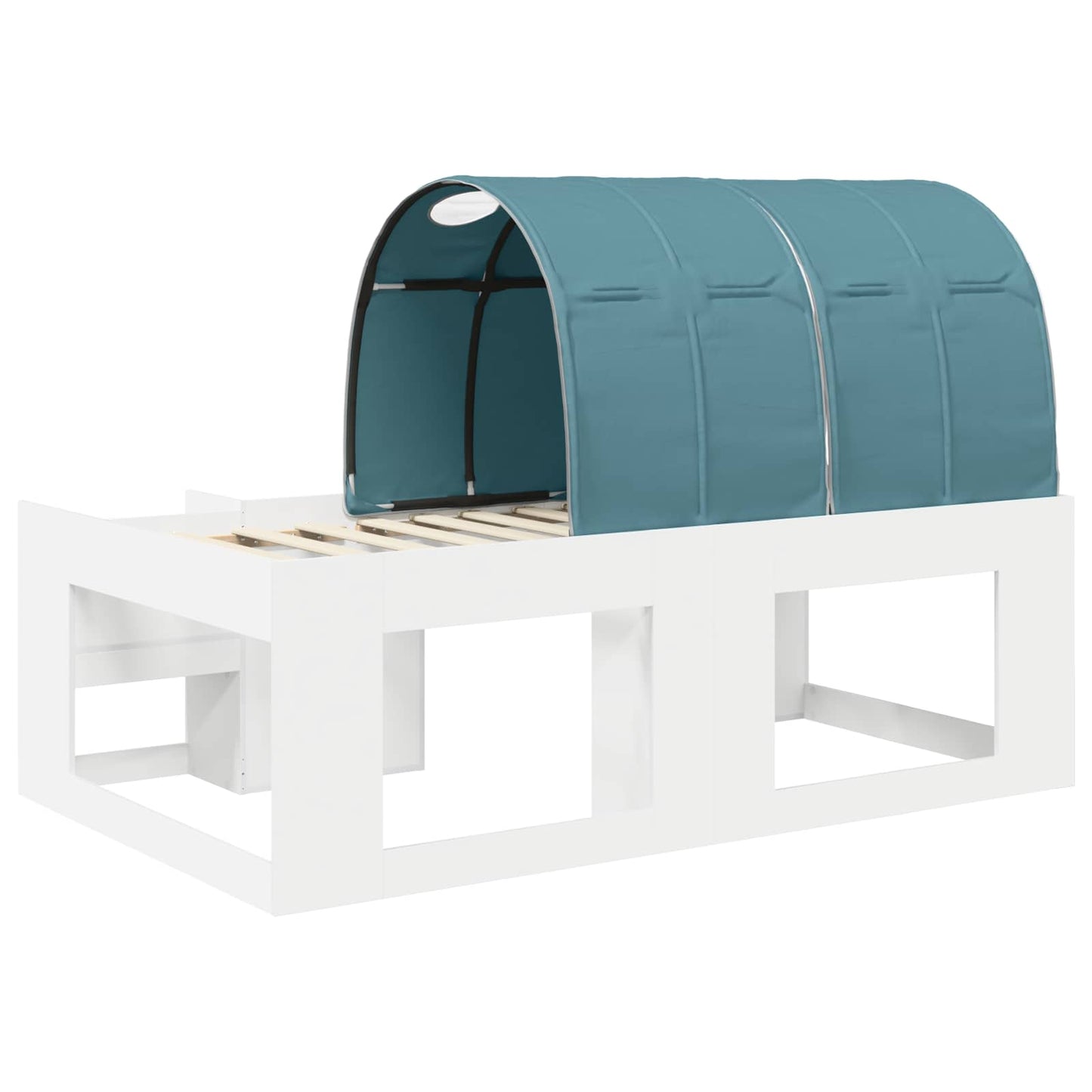 Kids'High Bed Frame with Storage White and Light Blue