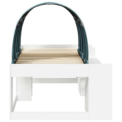 Kids'High Bed Frame with Storage White and Light Blue