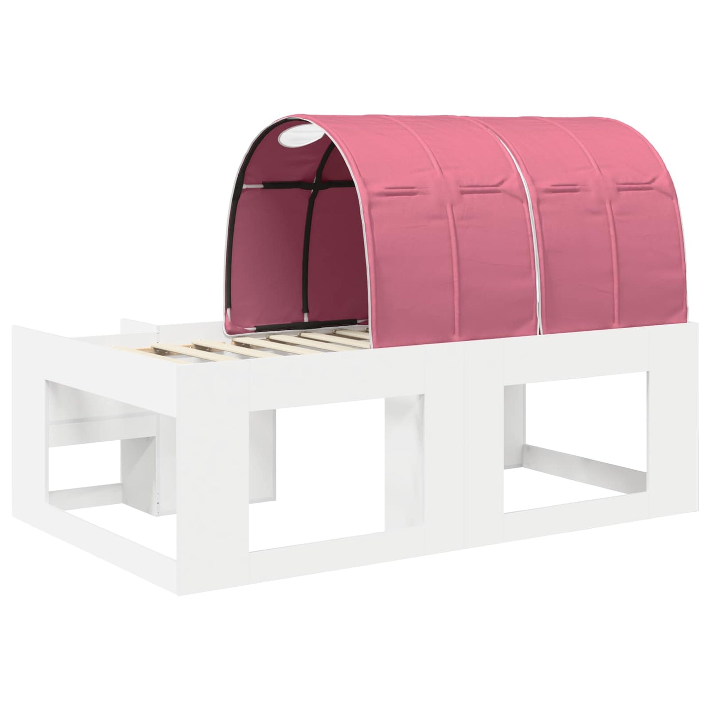 Kids'High Bed Frame with Storage White and Pink