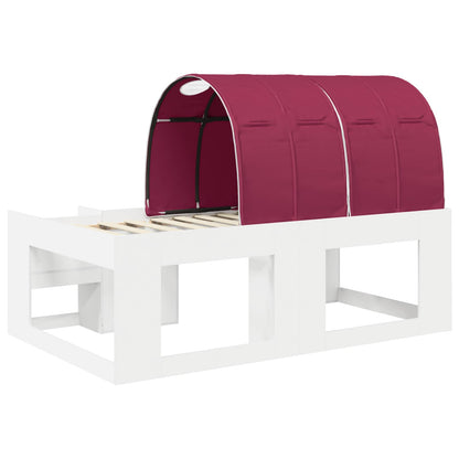 Kids'High Bed Frame with Storage White and Red Engineered Wood