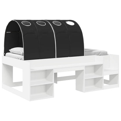 Kids'High Bed Frame with Storage White and Black