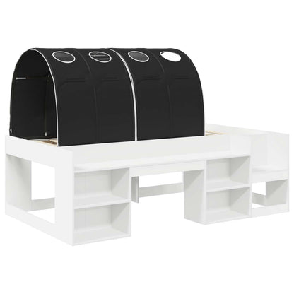 Kids'High Bed Frame with Storage White and Black