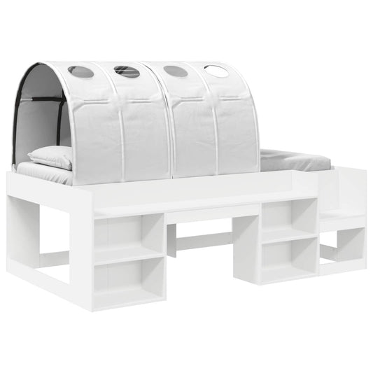 Kids'High Bed Frame with Storage 3 pcs White Engineered Wood