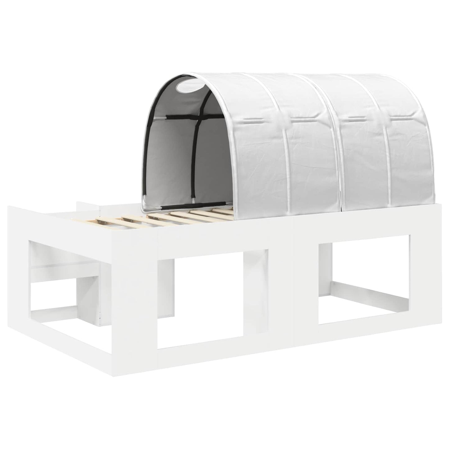 Kids'High Bed Frame with Storage White Engineered Wood