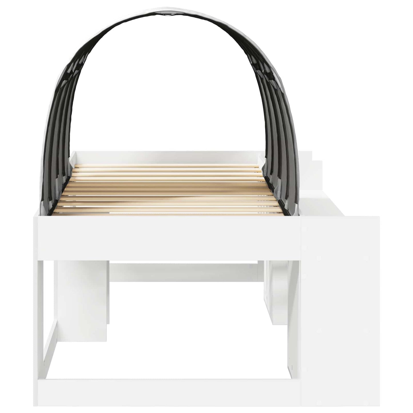 Kids'High Bed Frame with Storage White Engineered Wood