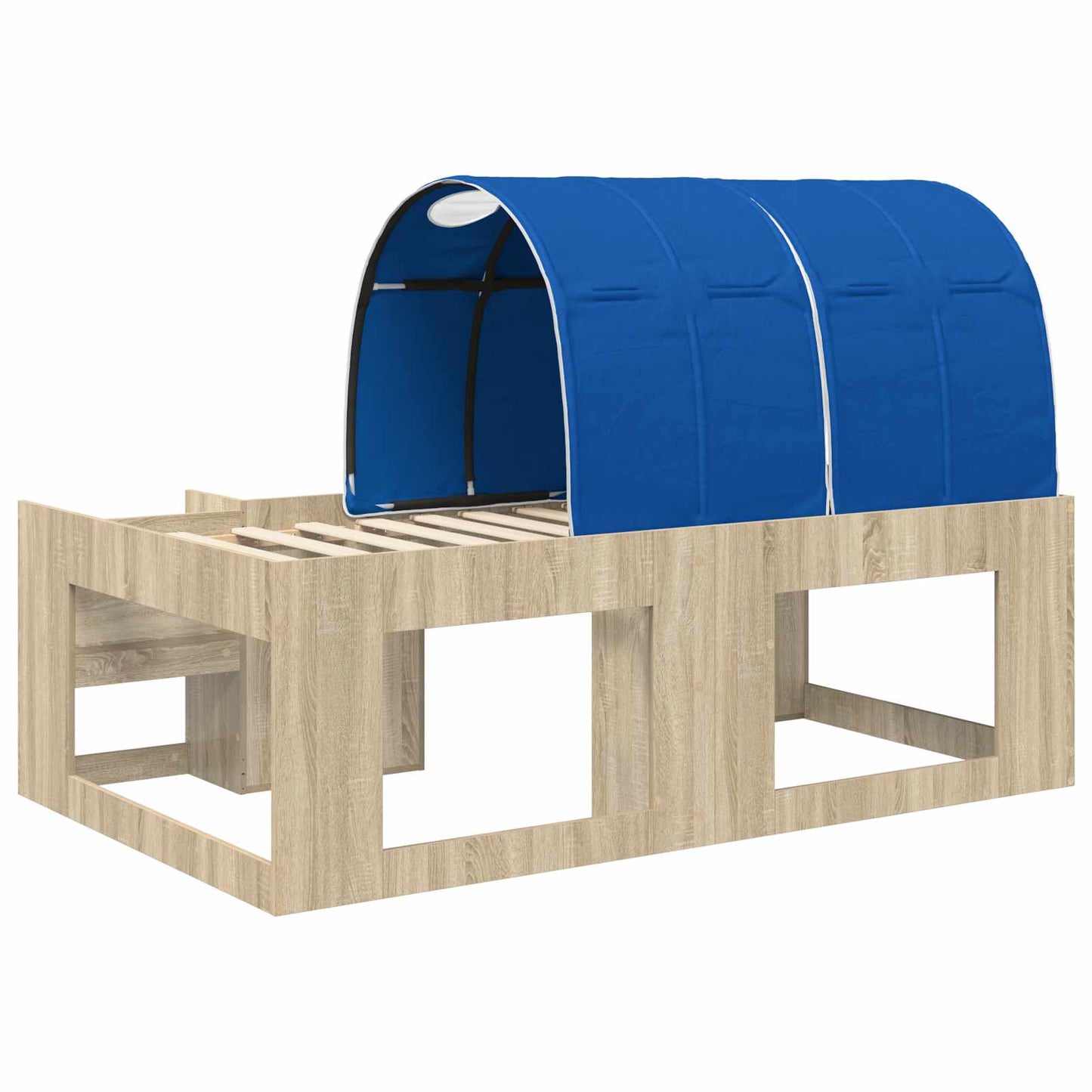 Kids'High Bed Frame with Storage Sonoma Oak and Blue