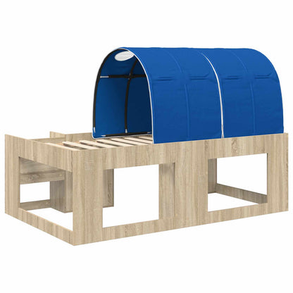 Kids'High Bed Frame with Storage Sonoma Oak and Blue