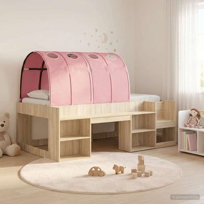 Kids'High Bed Frame with Storage 3 pcs Sonoma Oak and Pink