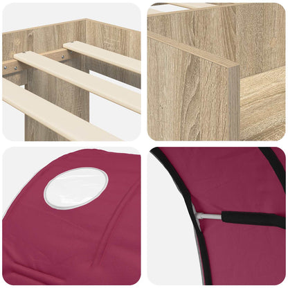 Kids'High Bed Frame with Storage 3 pcs Sonoma Oak and Red
