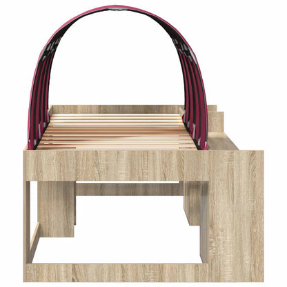 Kids'High Bed Frame with Storage 3 pcs Sonoma Oak and Red