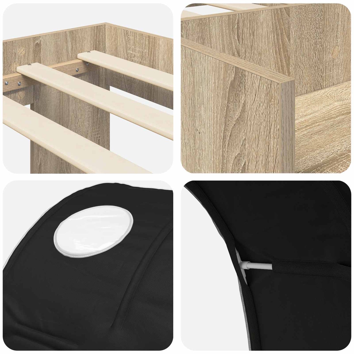 Kids'High Bed Frame with Storage 3 pcs Sonoma Oak and Black