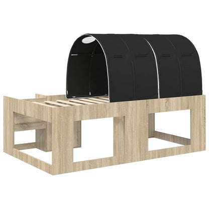 Kids'High Bed Frame with Storage 3 pcs Sonoma Oak and Black