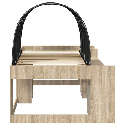 Kids'High Bed Frame with Storage 3 pcs Sonoma Oak and Black