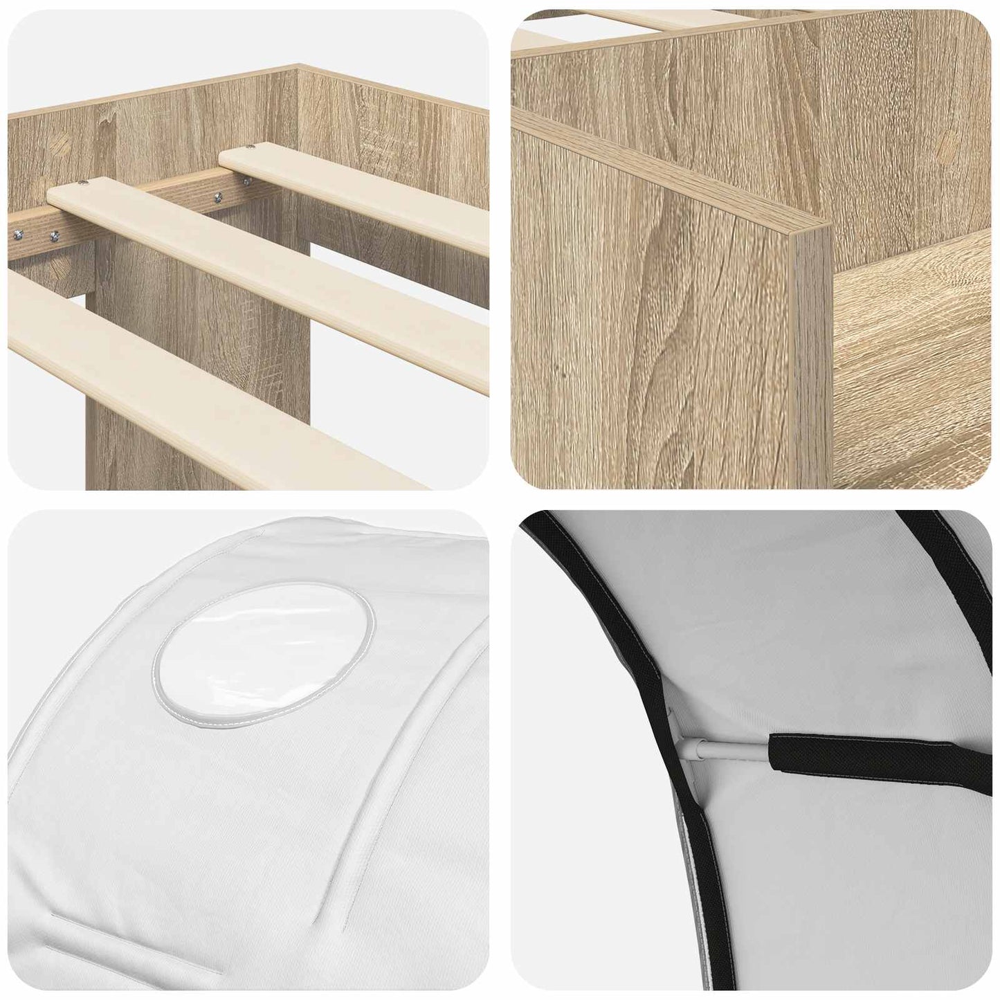 Kids'High Bed Frame with Storage 3 pcs Sonoma Oak and white