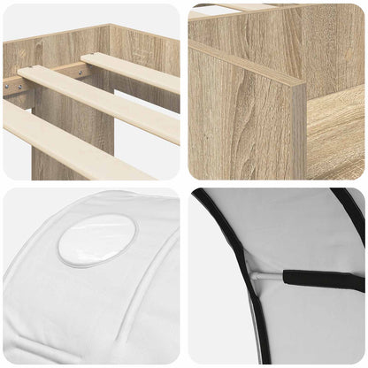 Kids'High Bed Frame with Storage 3 pcs Sonoma Oak and white