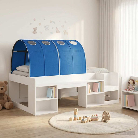 Bed Frame with Tunnel 3 pcs White and Blue Engineered Wood