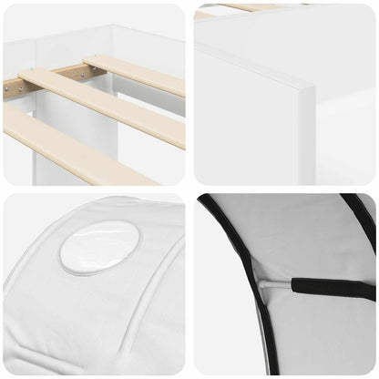 Bed Frame with Tunnel with Shelf 3 pcs White Engineered Wood