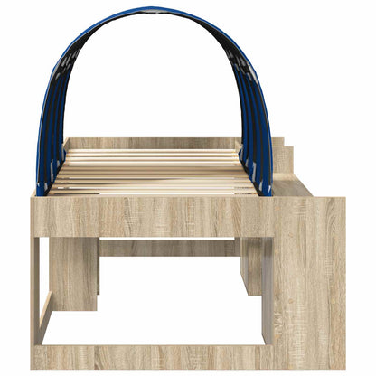 Bed Frame with Tunnel 3 pcs Sonoma Oak and Blue Engineered Wood