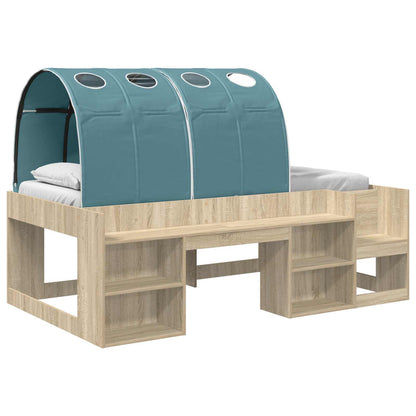 Bed Frame with Tunnel 3 pcs Sonoma Oak and Light Blue