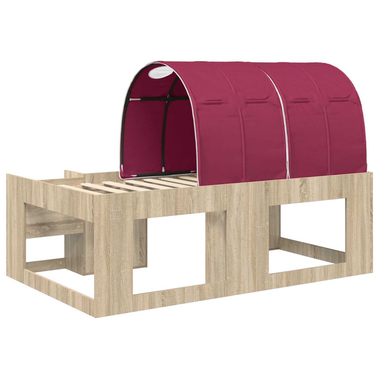Bed Frame with Tunnel 3 pcs Sonoma Oak and Red Engineered Wood