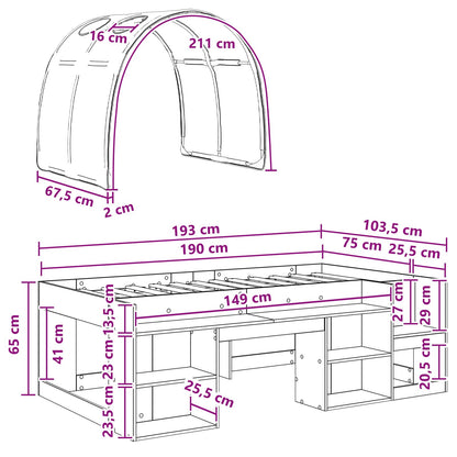 Bed Frame with Tunnel 3 pcs White and Red Engineered Wood