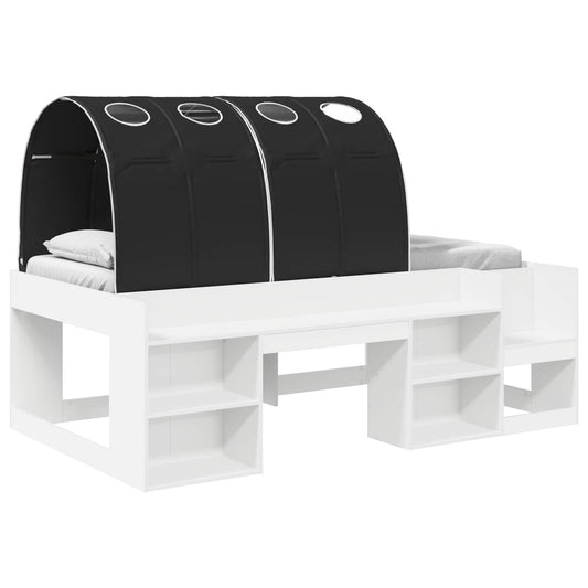 Bed Frame with Tunnel 3 pcs White and Black Engineered Wood